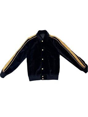 Marc Jacobs Velvet Varsity Bomber Gold Stripe Size 48